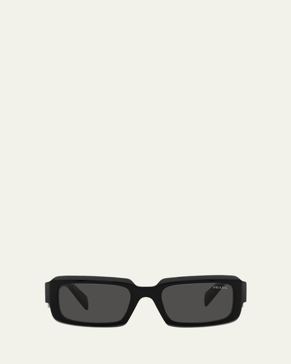 PR 27ZSF Logo Beveled Acetate Rectangle Sunglasses